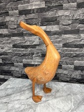 Large Hand Carved Wooden Duck Standing 43cm