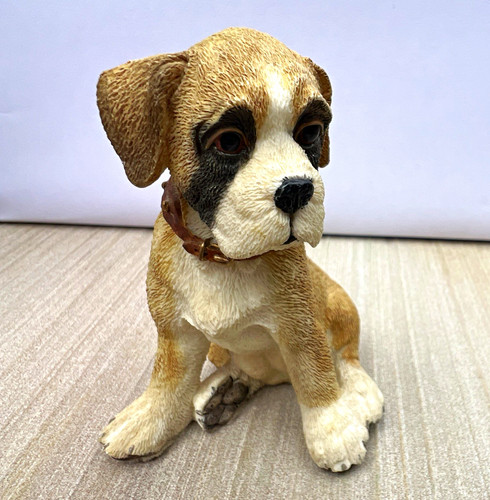 Painted resin puppy dog - painted,