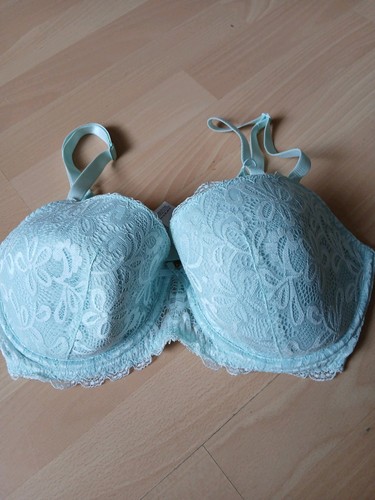 Padded lace bra - lace, aqua