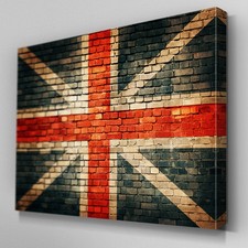 AB483 Brick Wall Union Jack Abstract Canvas Wall Art Ready to Hang Picture Print