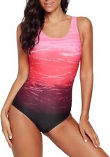 Swimming Costume Swimsuit M UK 12 14 One Piece Red Crossback Padded Beach