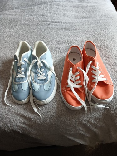 Plimsolls faux leather - leather,, canvas