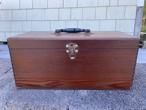 Vintage wooden tackle box - tackle, box-