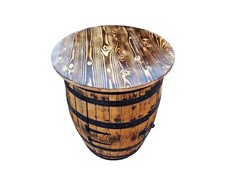 Whiskey Barrel Table – Rustic Handmade Oak Side Table – Reclaimed Barrel Wood