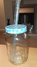 Mason Drinking Jar with  Blue