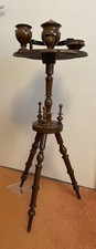 Antique Victorian Oak Tobacco Stand Smoker’s Companion / Pipe Stand Very Rare