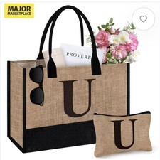 Initial Jute Tote Bag with
