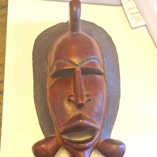 Hand carved wooden tribal - carved, mask