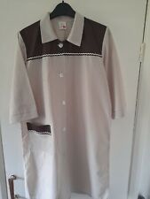 Vintage Ladies Overall New Nylon/Poly Brown shades/striped sizeW Multi-use Pinny