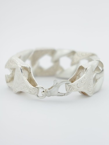 Chunky curb silver bracelet - chunky,