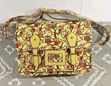 Owl Design Oilcloth Satchel Women Faux Buckles Shoulder Strap Zipped Pocket