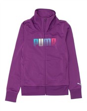 PUMA Womens Graphic Tracksuit Top Jacket UK 8 Small Purple Polyester KA14