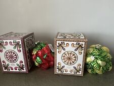 2 X EXTRA LARGE BOXED GLASS CHRISTMAS BAUBLE DECORATION EDG ENZO DE GASPERI