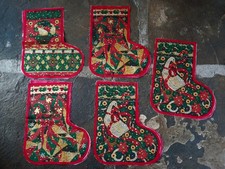 Rose & Hubble Vintage Christmas Stockings X 5 Sew Your Own Fabric Panel