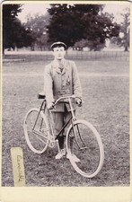 OLD CABINET PHOTO MAN SUIT FLAT CAP BIKE CYCLING SOCIAL HISTORY BX 15