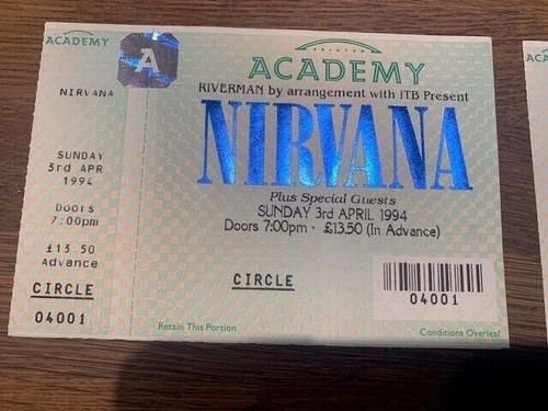 Nirvana ticket kurt cobain - ticket,