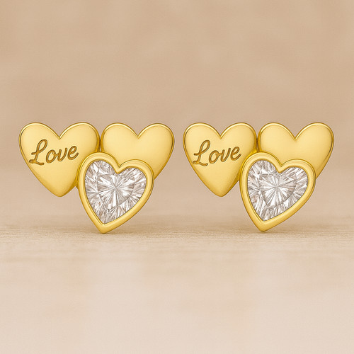 9ct yellow gold triple heart - triple,