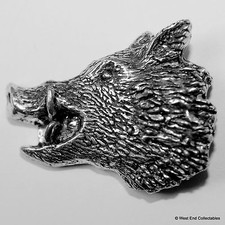 Wild boar pewter pin brooch - pewter,