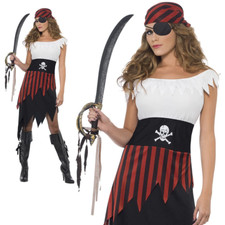 Ladies Pirate Costume Buccaneer Pirates Fancy Dress Outfit Adults UK 8-22