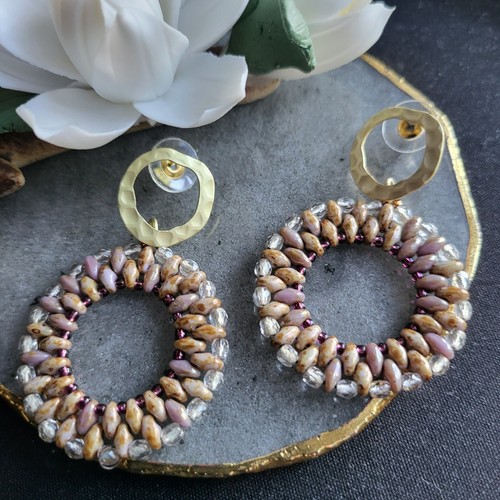 Beige and gold - gold, beaded