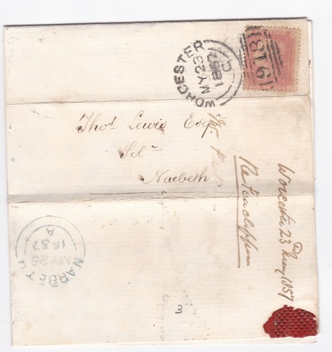 1857 penny red - red, on
