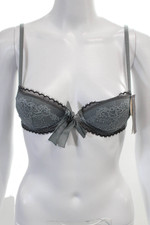 Princesse Tam Tam Womens Lace Demi Under Wire Bra Blue Dark Brown Size 32A