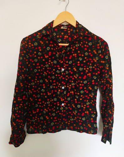 Vintage dralon black floral - black,