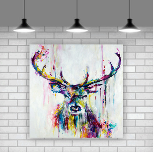 Colourful stag wall art - stag,
