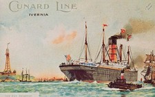 CUNARD LINE Ivernia Passing