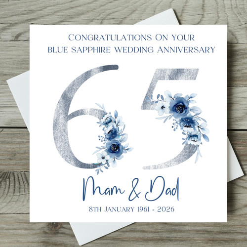 Blue sapphire anniversary card - blue,