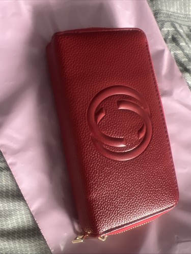 Dark red faux leather - red,