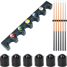 7Pcs Pool Cue Holder Set, Pool Table Accessories, Tabletop Cues Rack with Protec