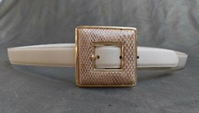 70s Narrow Sand Leather Snake Buckle Belt By Avion Size 37"-39"