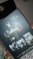 Oak and Steel Ship Decanter