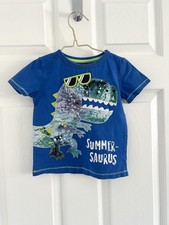 Blue Zoo Debenhams Boys Blue Dinosaur Short Sleeve T-Shirt Size 12-18 Months