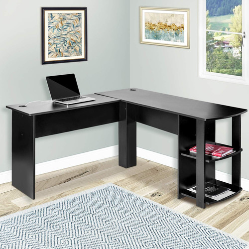 Black corner computer desk - black,