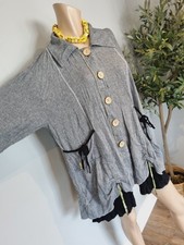 Neslay Womens Jacket lagenlook size 1 boho arty button up alternative