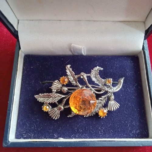 Vintage silver tone citrine - vintage,
