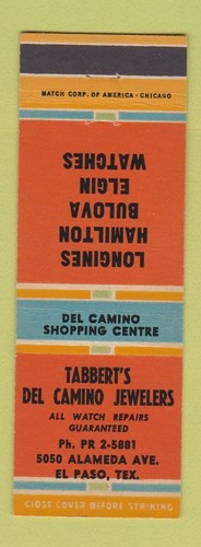 Matchbook cover tabbert - tabbert's, del