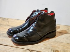 JEFFERY WEST CROAKER / EX MENS BLACK LEATHER DERBY CHUKKA BOOTS SIZE UK 7 EU 41