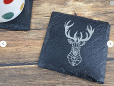 Engraved Slate Coaster Stag