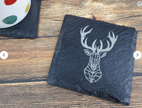 Engraved slate coaster stag - engraved,