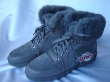 RJ'S Fuzzies Ladies Boots Grey Fur Sneakers UK size 9 NEW Lining Sheepskin BNWT