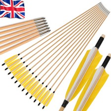 12X 32" Wooden Arrows Traditional Hunting 5" Feather Recurve Bow Longbow Target