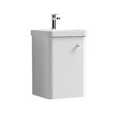 Nuie Core 400mm Wall Mounted 1-Door Basin Vanity Unit White Modern Bathroom Sink