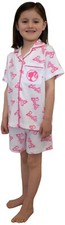 Barbie Doll Girls Pyjamas Short Button Down PJs Ages 3 Years to 10 Years