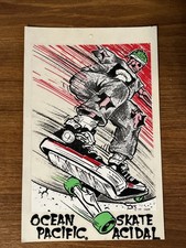 Vintage 1989 OCEAN PACIFIC Skateboard Decal Sticker PUNK Skater ALVA Zorlac 80’s