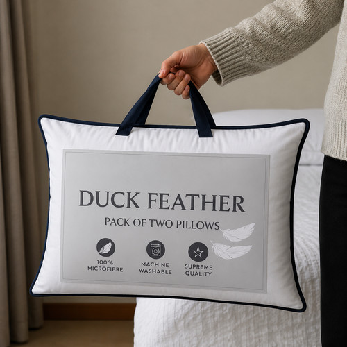 Duck feather pillows pair - duck,