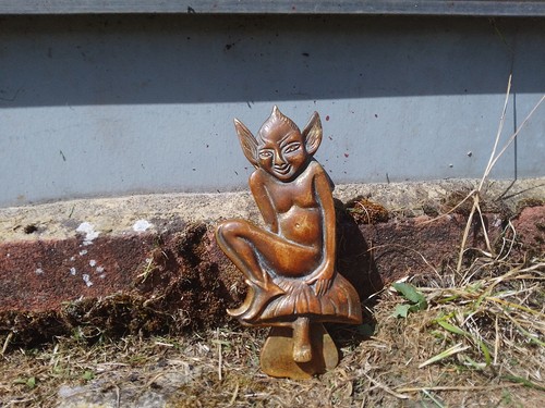 Large antique brass pixie - large,
