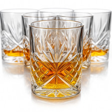 6pcs Crystal Whisky Tumbler Glasses 300ml Brandy Rum Juice Drinking Glass Set